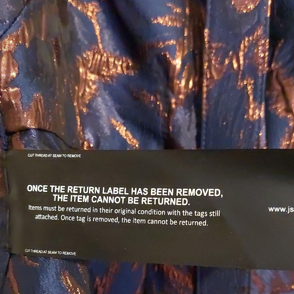 Kay Unger Blue and Rose Metallic A-Line Midi Dress - Picture 6 of 9
